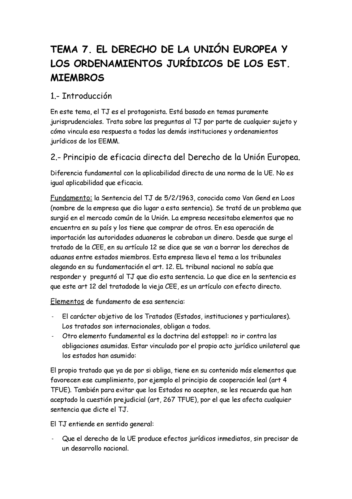 Tema 7 Tema Instituciones Y Derecho De La Unión Europea Tema 7 El Derecho De La UniÓn 8990