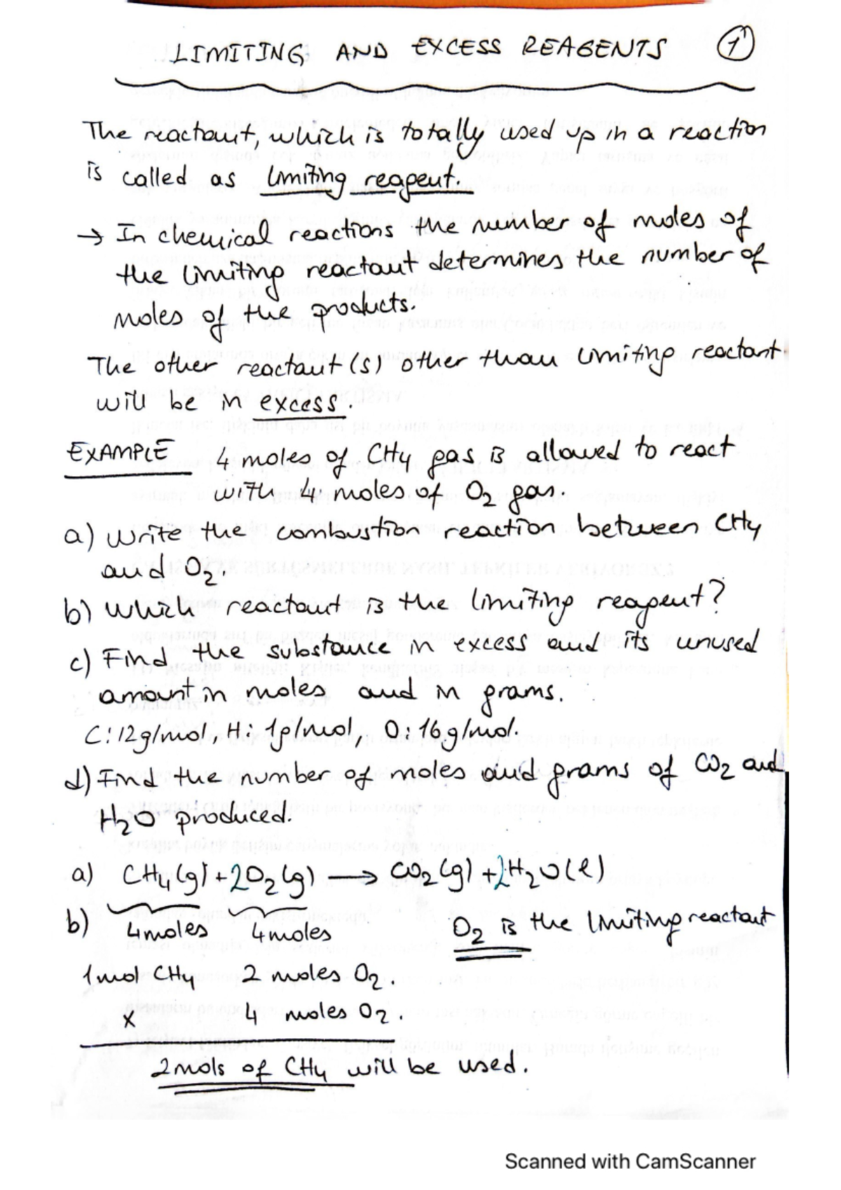 Limiting and excess reagent examples - chemistry - Studocu