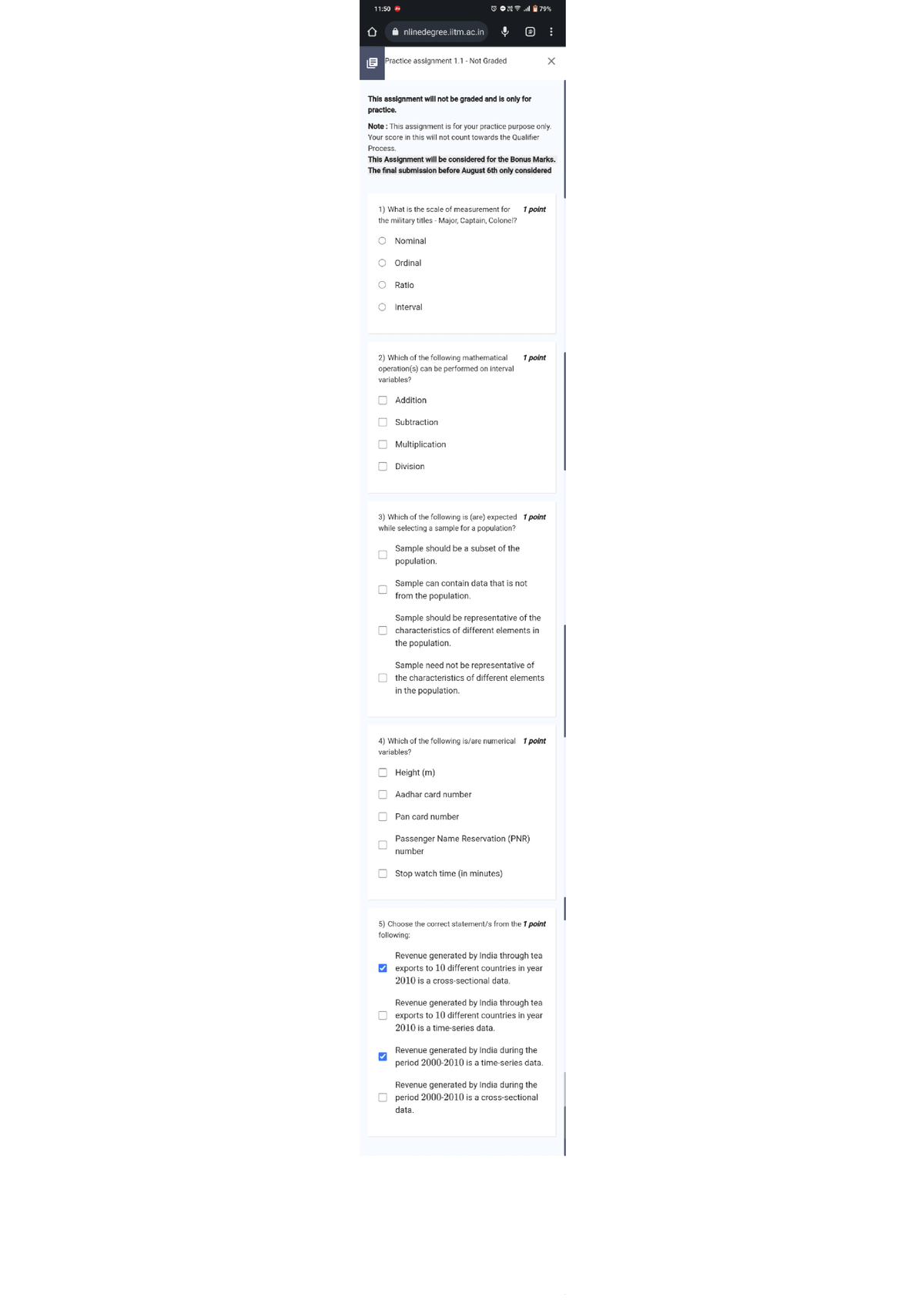 statistics assignment sample