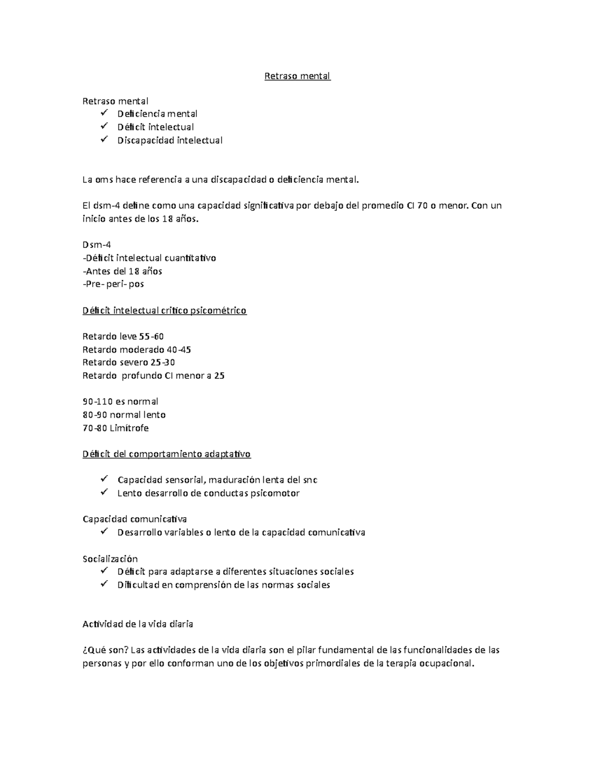 Retraso mental modulo casos clinicos Retraso mental Retraso mental