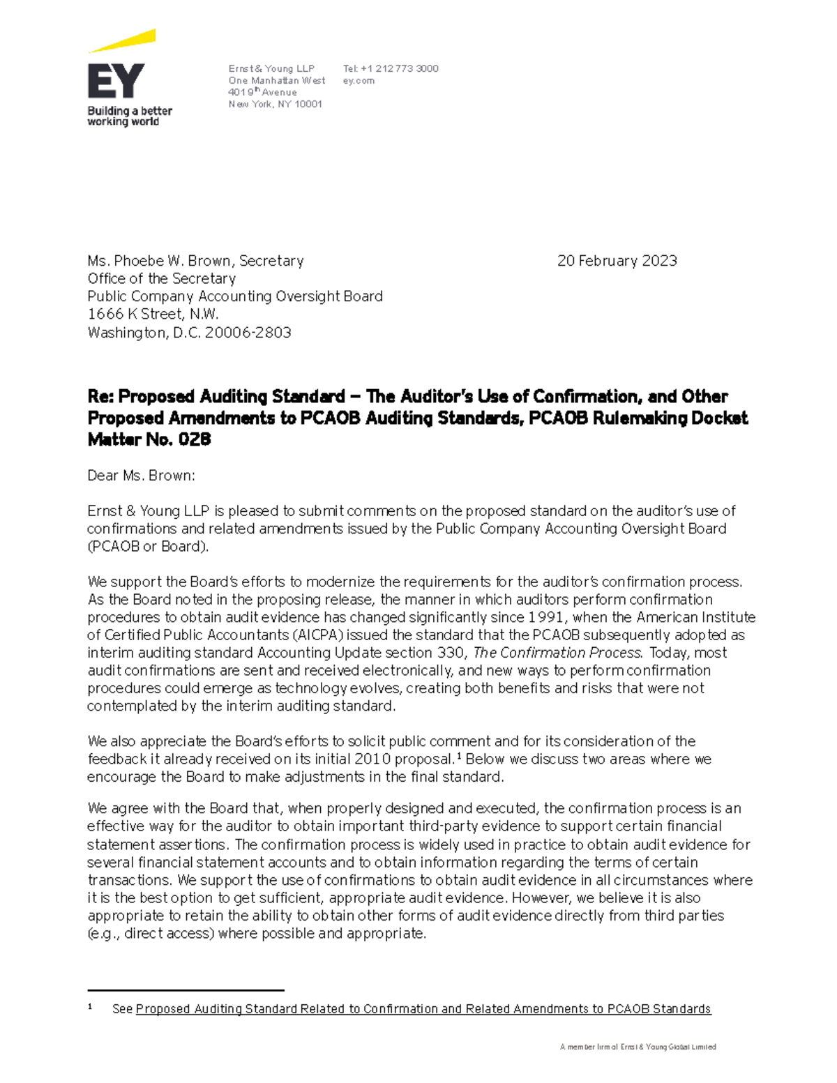 EY-Comment Letter on Confirmation - A member firm of Ernst & Young ...