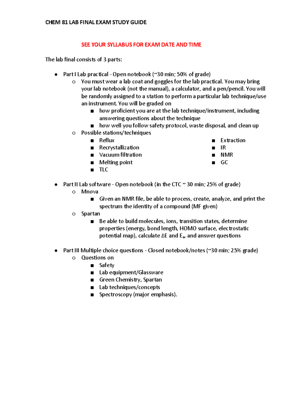 C81Lab Final Exam Study Guide-Sp23 - SEE YOUR SYLLABUS FOR EXAM DATE ...