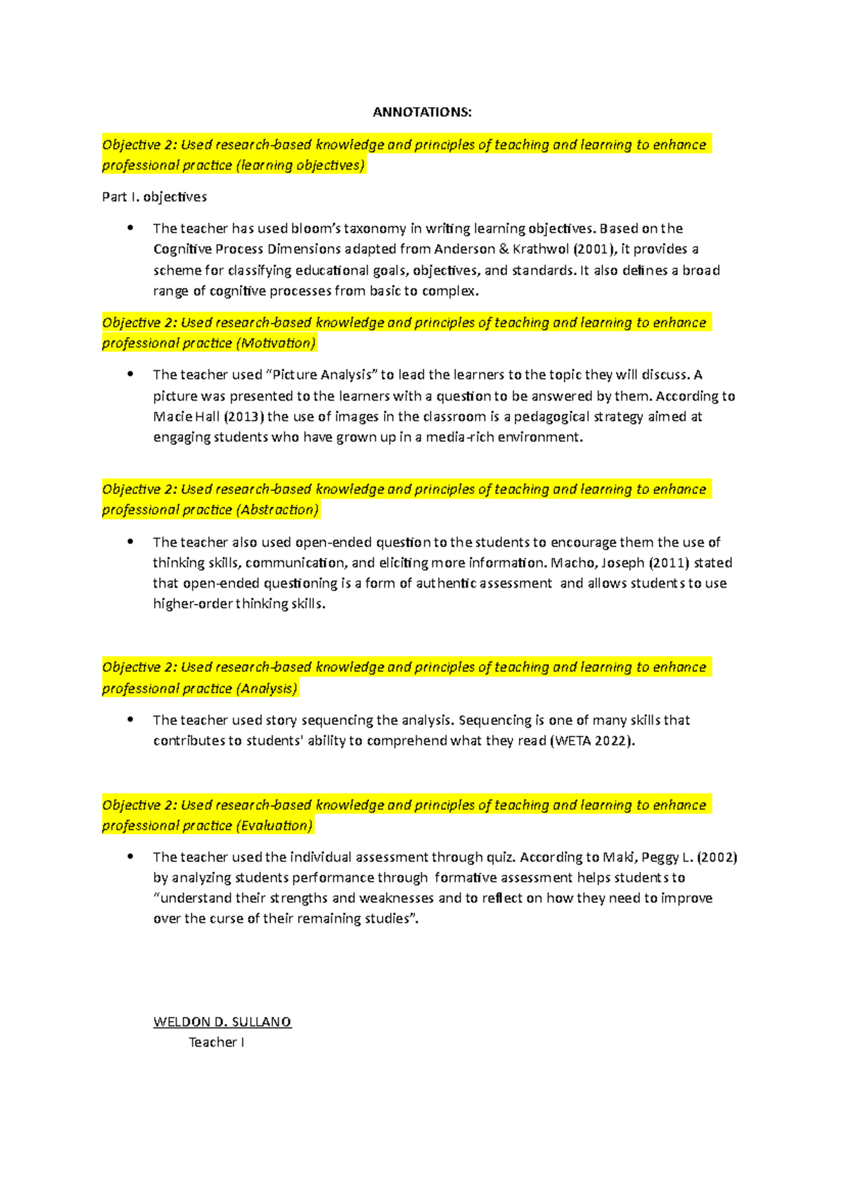 Annotations - ANNOTATIONS: Objective 2: Used research-based knowledge ...