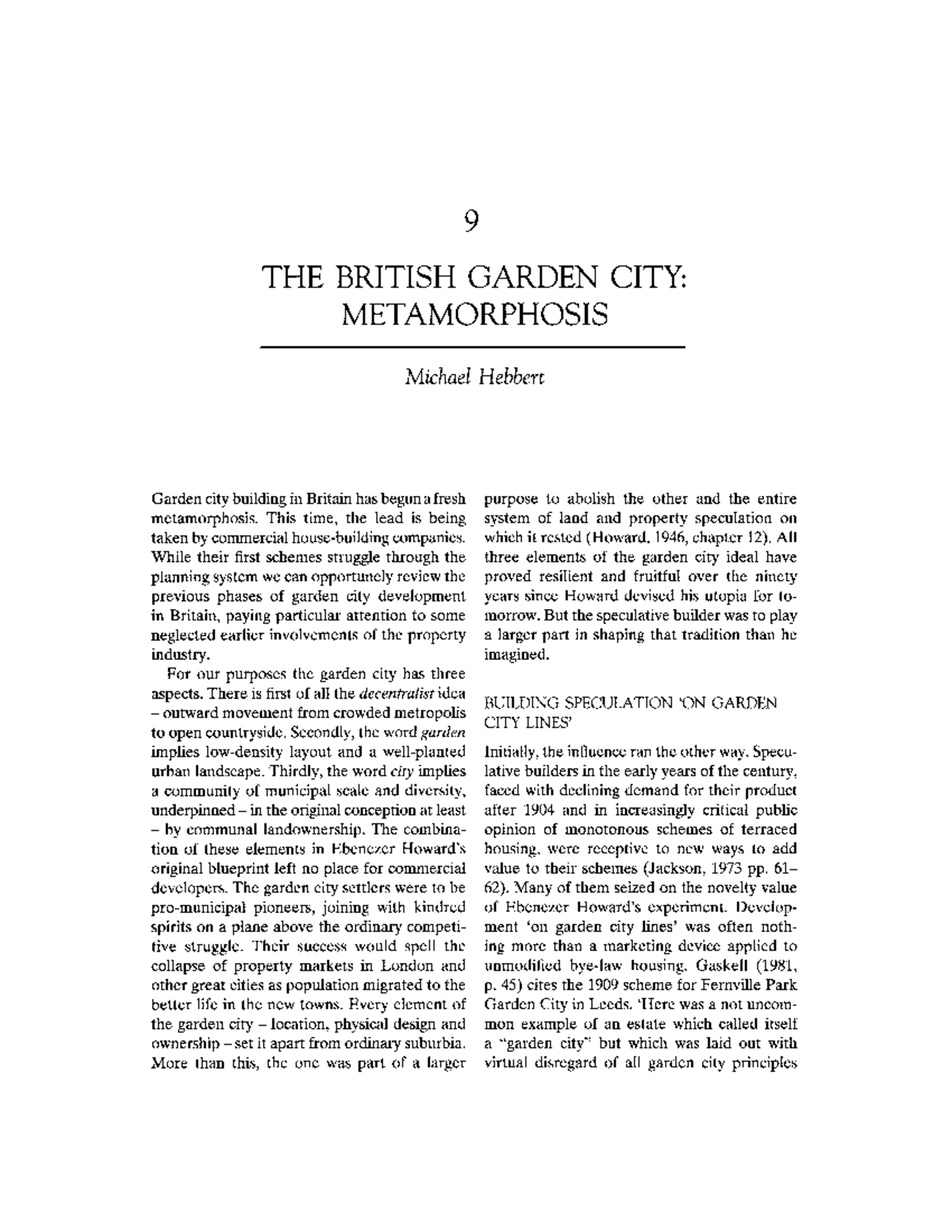The Garden City Past, Present and Future (pp 9 THE BRITISH GARDEN