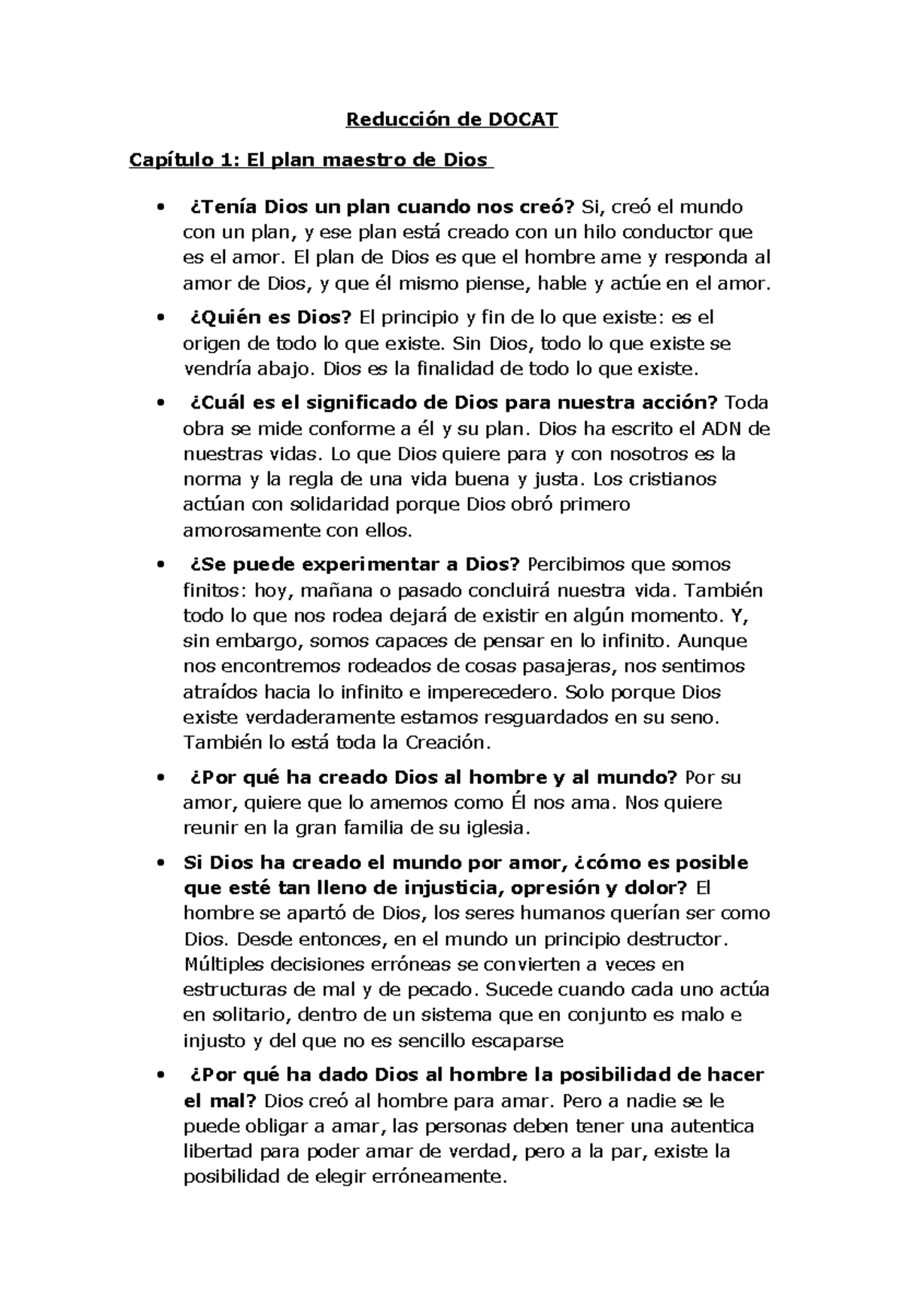 RESUMEN DE LA Docat. CAPITULOS SEGUN LA GUIA DE ORGANIZACION DE LA ...