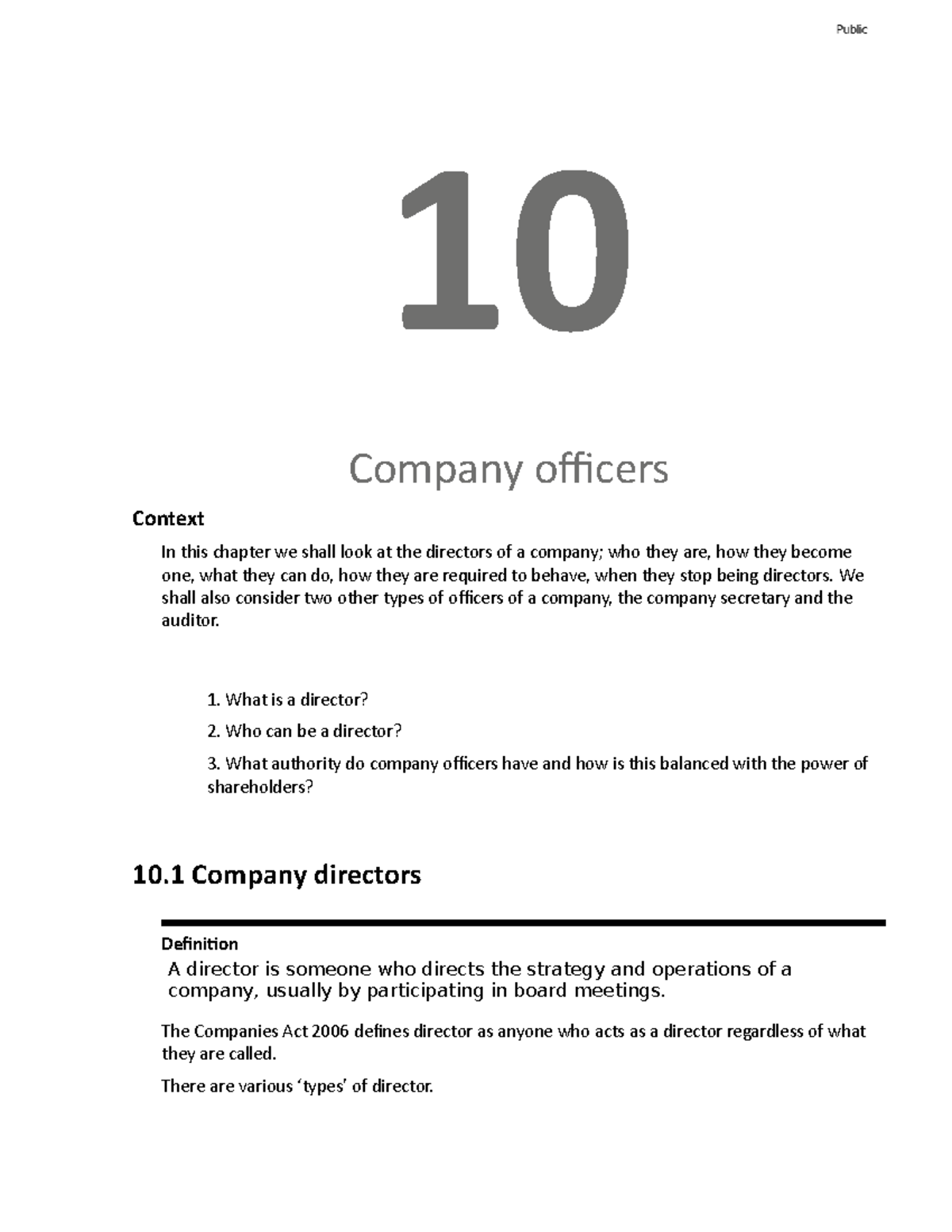 Company Officers Definition