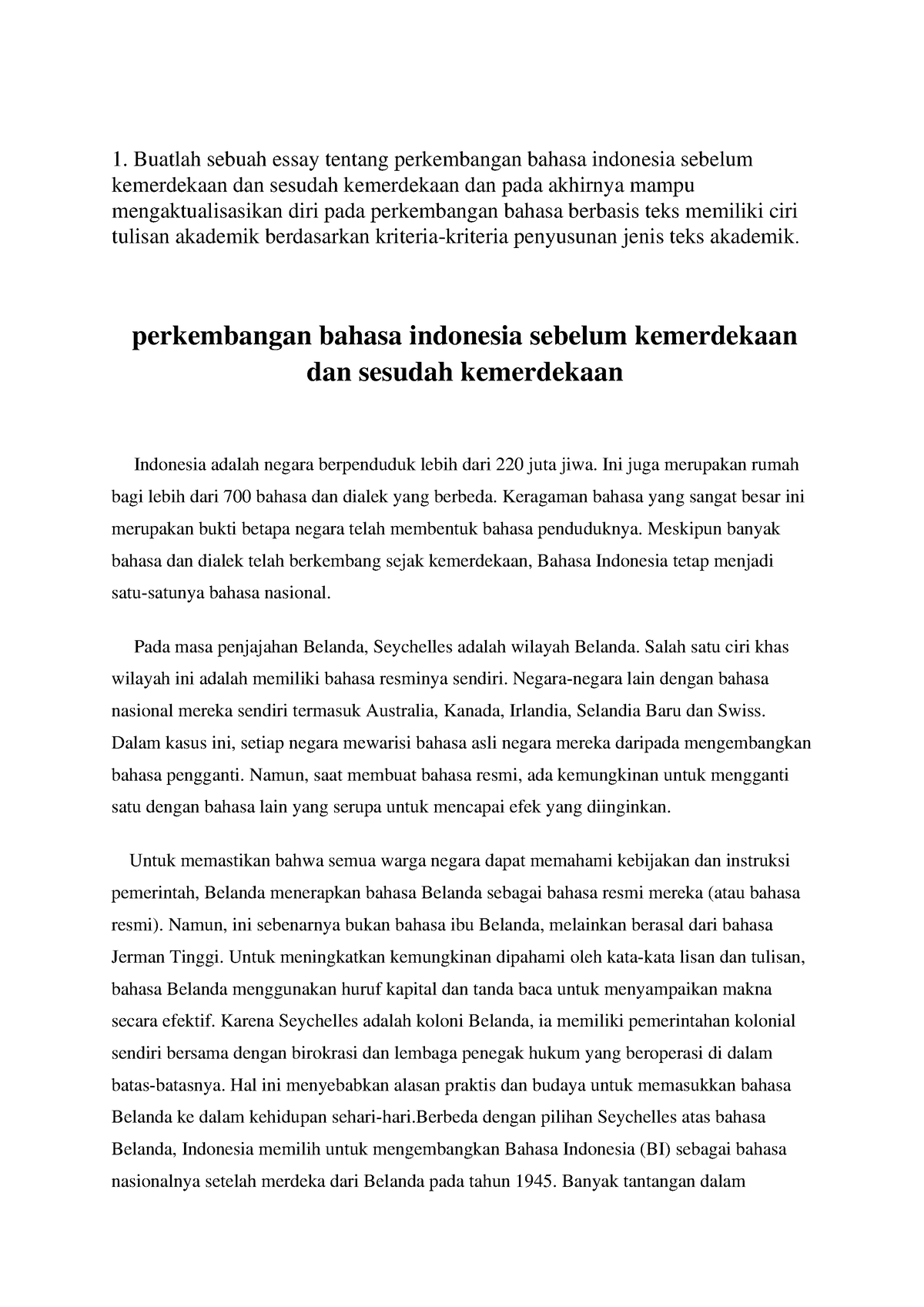 contoh essay tentang bahasa indonesia