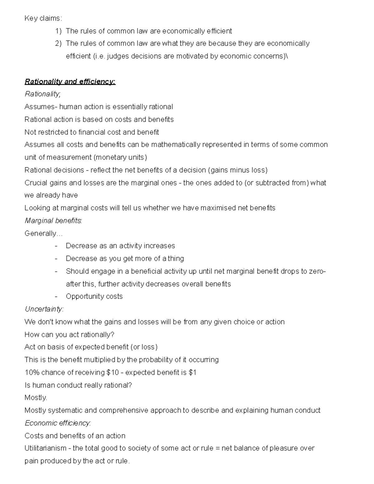 Law and economics - Lecture notes - 200978 - UWS - Studocu