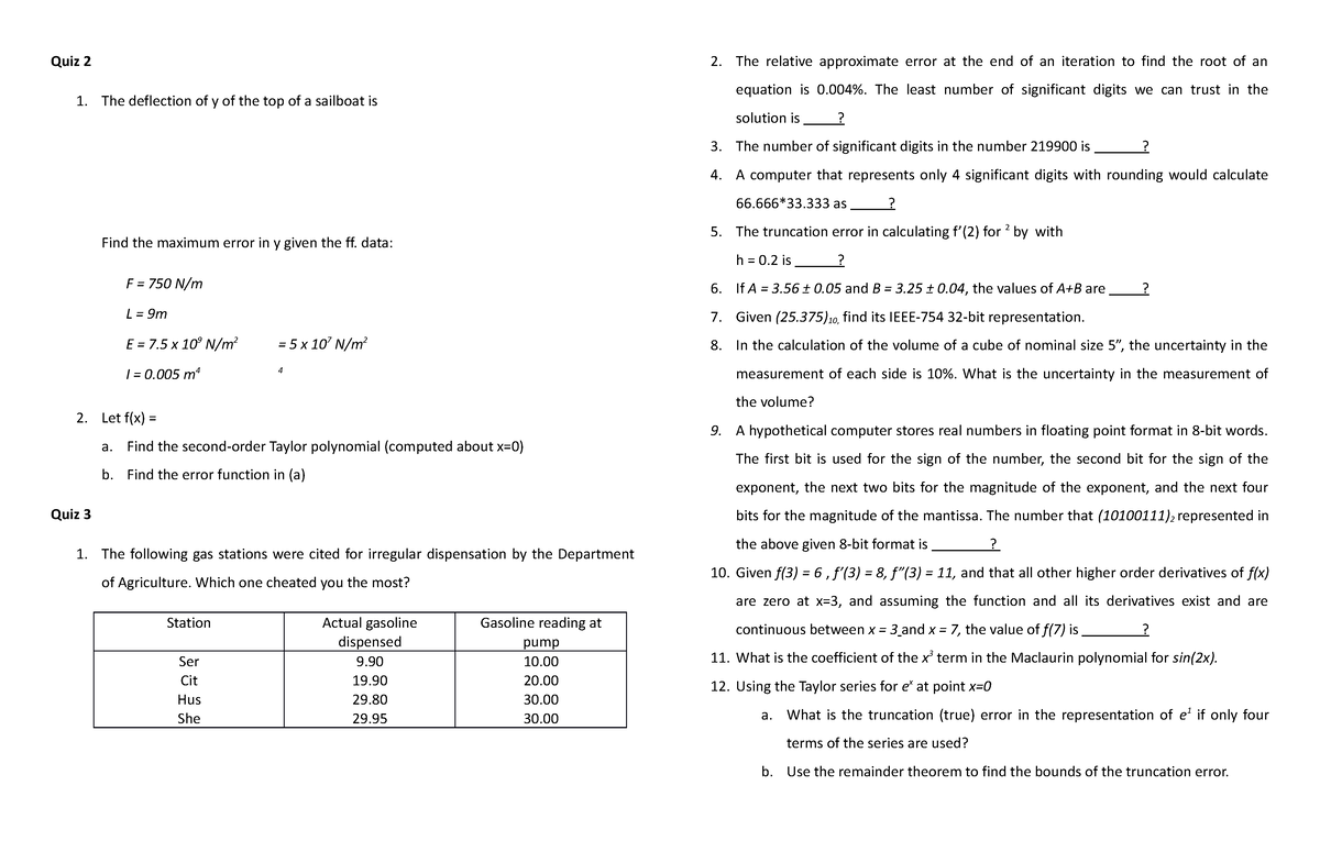 Quiz compilation - Quiz 2 1. The deflection of y of the top of a ...