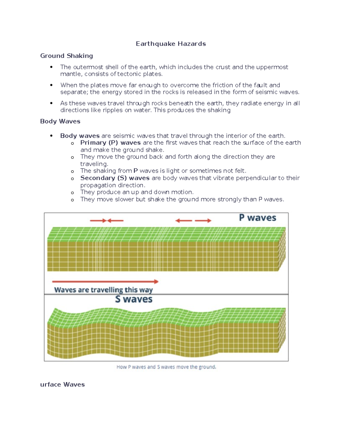 Earthquake hazards - Earthquake Hazards Ground Shaking The outermost ...
