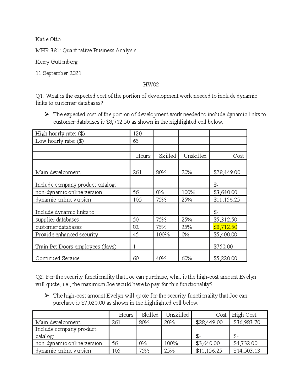 QBA - HW02 - Kerry Guttenberg - Katie Otto MHR 381: Quantitative ...