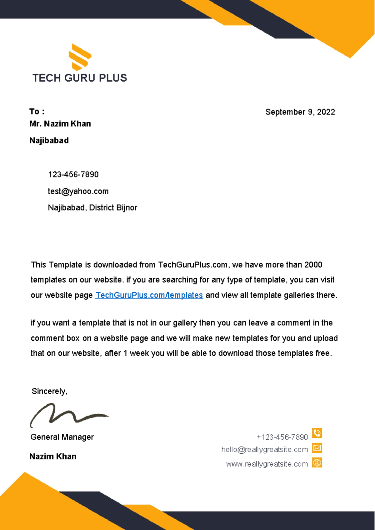 Membretes para imprimir 5 TECH GURU PLUS To Mr. Nazim Khan