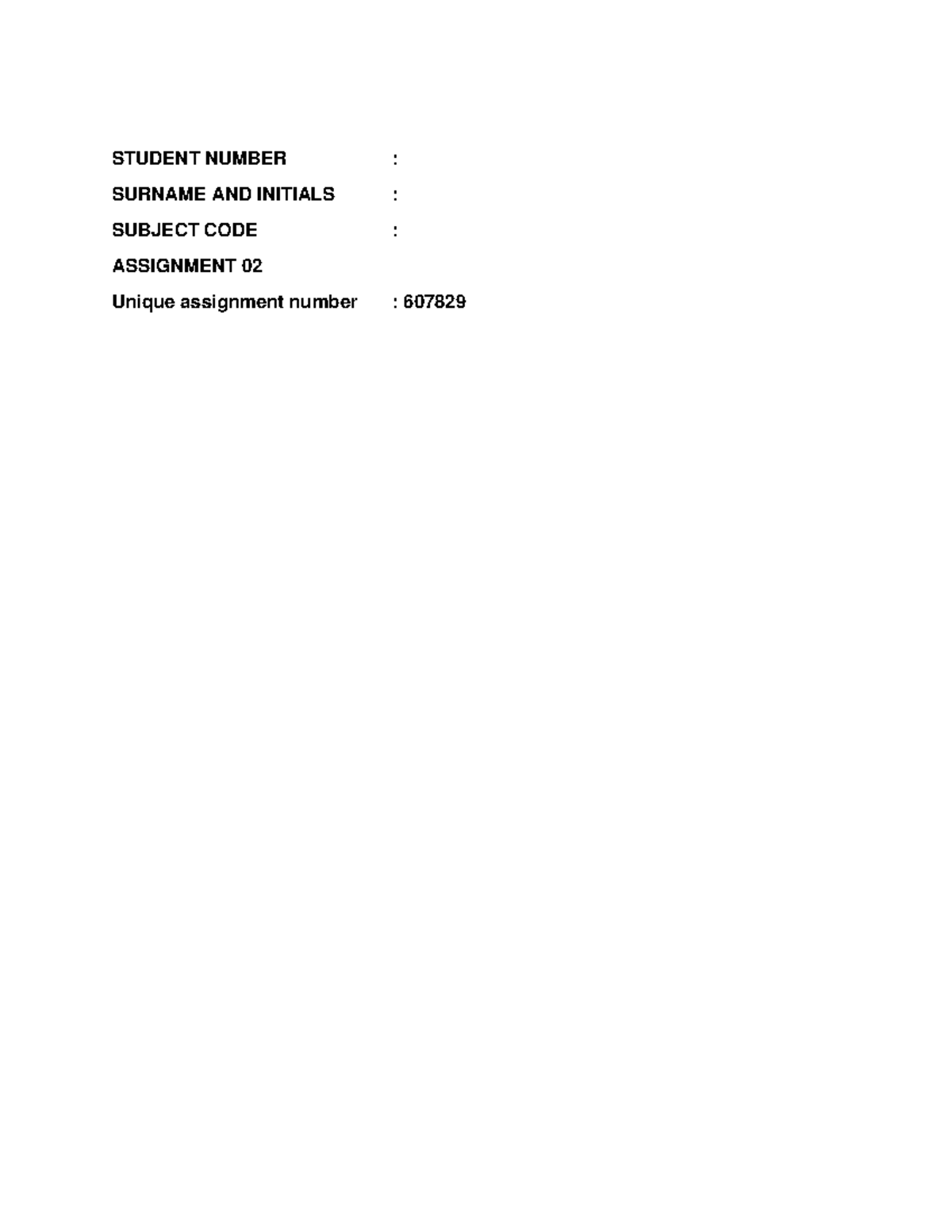 Stud2 - essay - STUDENT NUMBER : SURNAME AND INITIALS : SUBJECT CODE ...