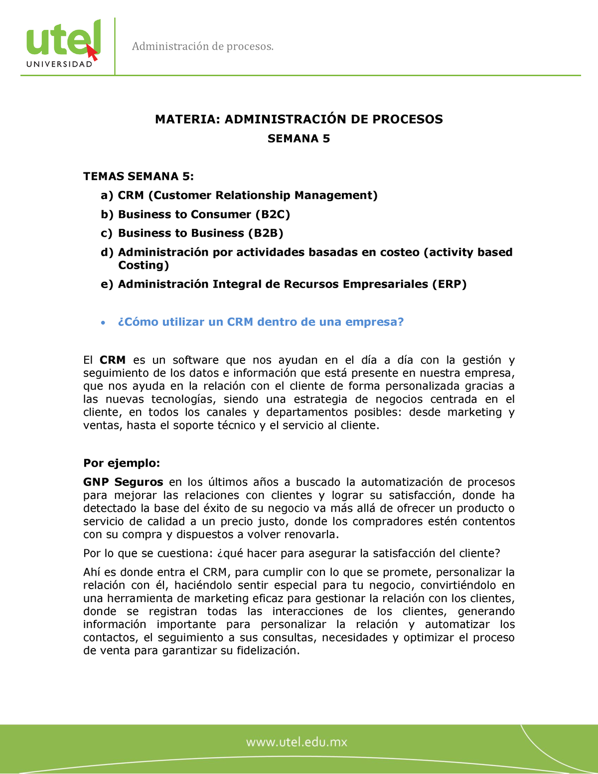 Administracion DE Procesos Semana 5 PF - AdministraciÛn De Procesos ...