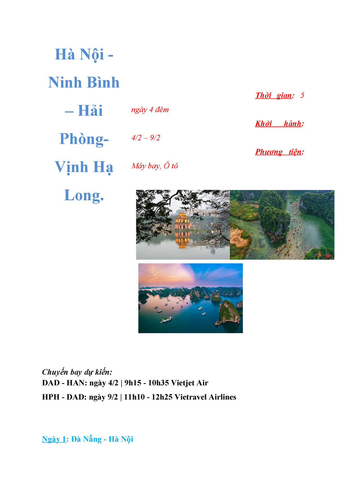 Ha Noi Ninh Binh Hai Phong Vinh Ha Long Thời Gian 5 Ngày 4 đêm Khởi Hành 42 9 4956