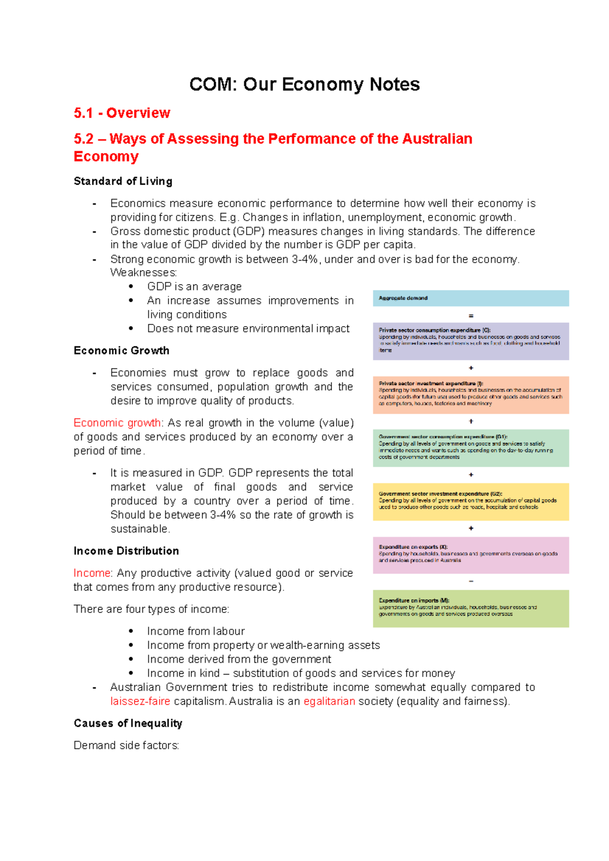 COM-T2- Our Economy Notes - COM: Our Economy Notes 5 - Overview 5 ...
