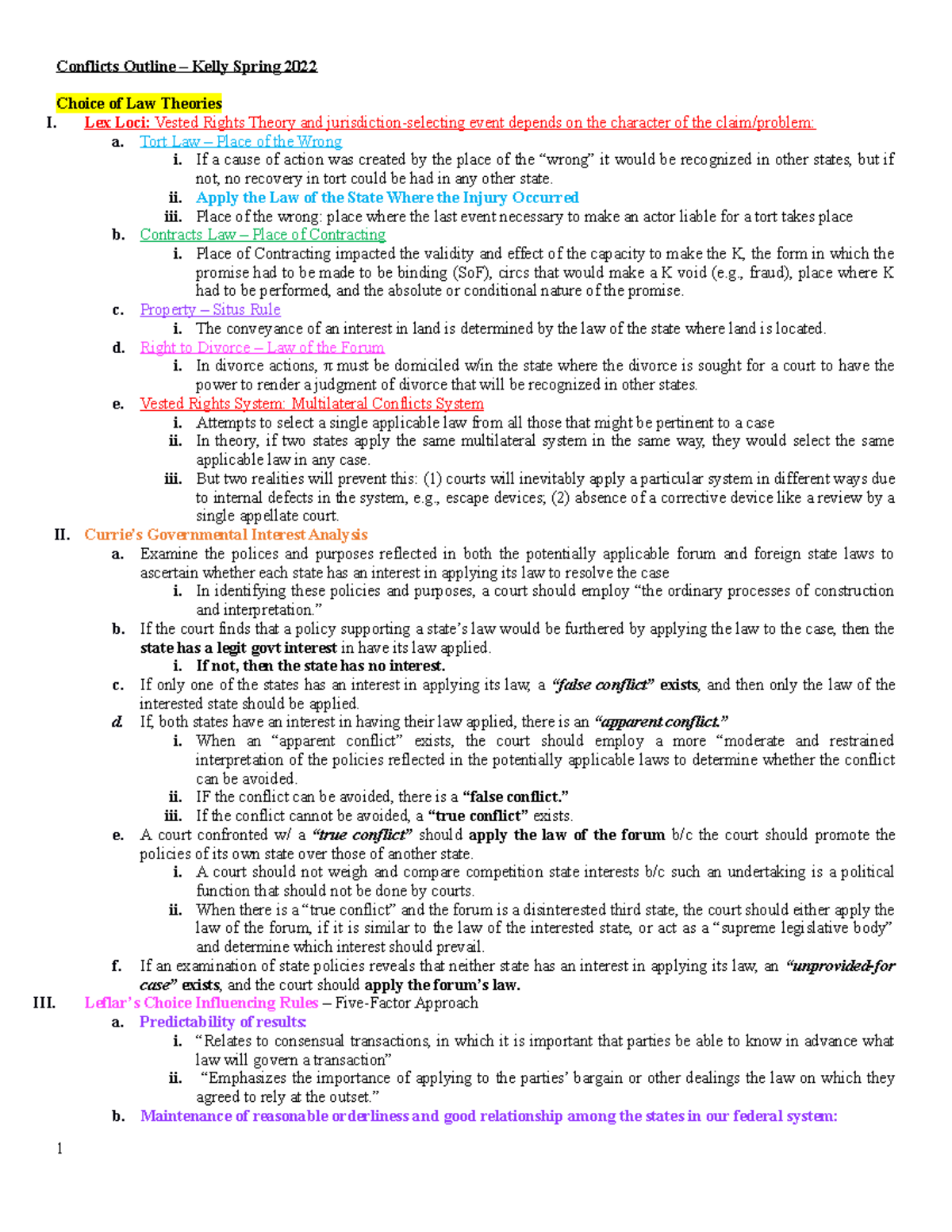 Conflicts Outline Kelly Spring 2022 - Conflicts Outline – Kelly Spring ...