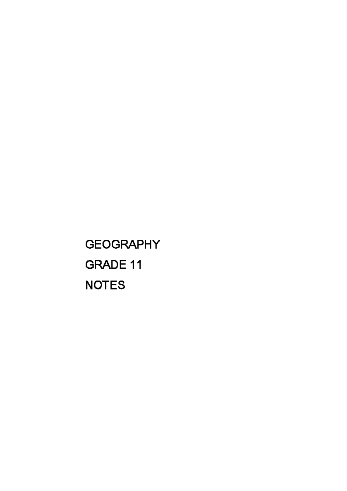 Geography Grade 7 Curriculum