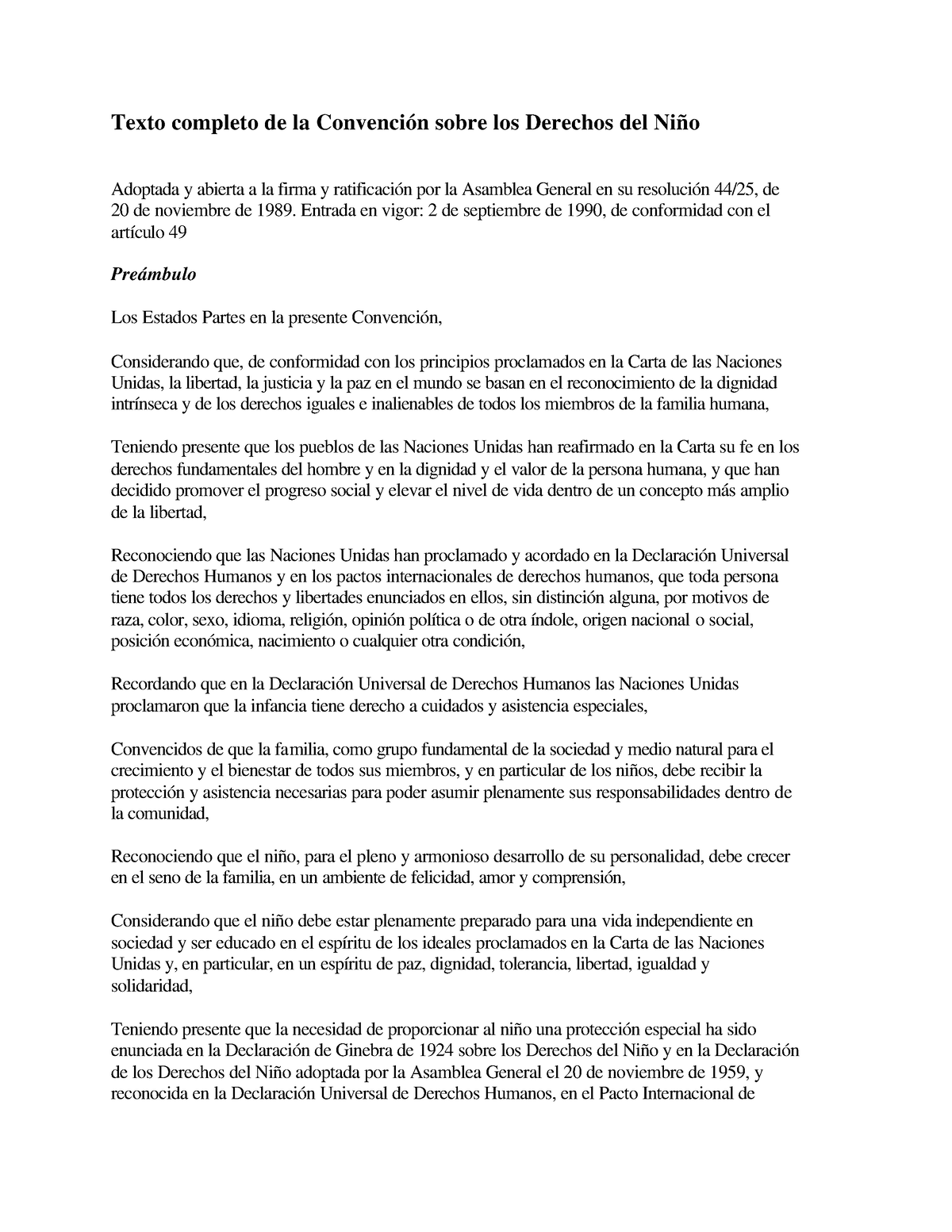 Convencionsobrelos Derechosdel Nino - Texto Completo De La Convención ...