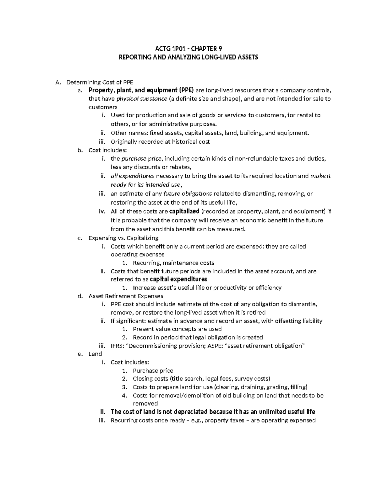 ACTG1P01 Chapter 9 - ACTG 1P01 - CHAPTER 9 REPORTING AND ANALYZING LONG ...