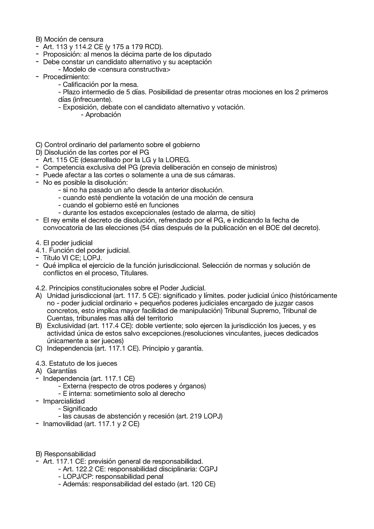 Introducción A Derecho Constitucional - B) Moción De Censura - Art. 113 ...