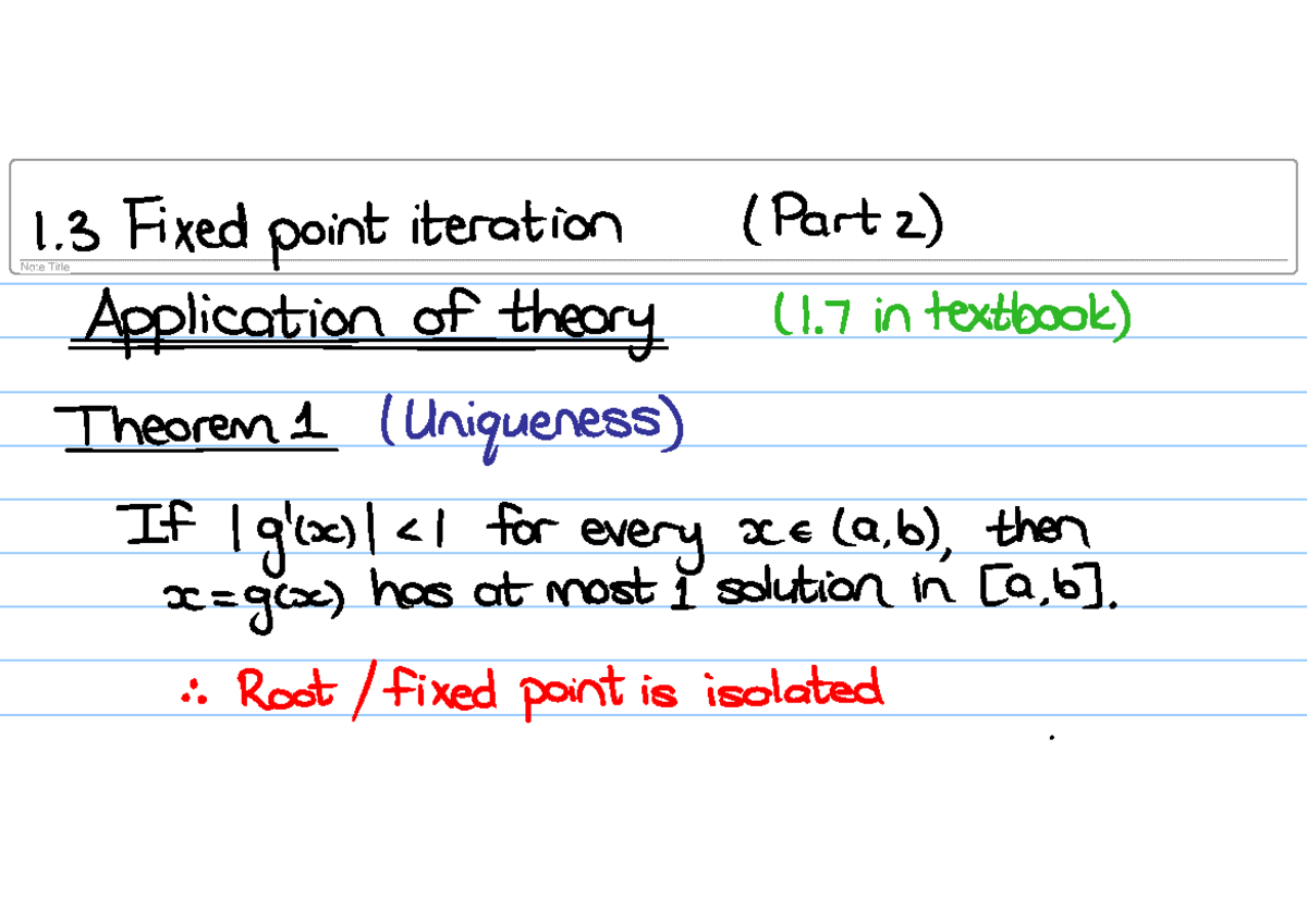 1.3 Fixed point iteration (Part 2) - 1 Fixed point iteration ( Part 2 ...