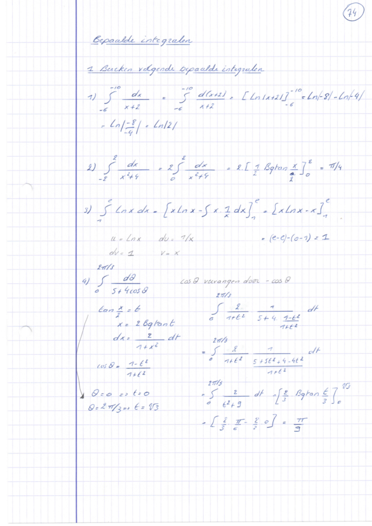 Oef Bepaalde Integralen 001 - Wiskunde 1 - Studocu