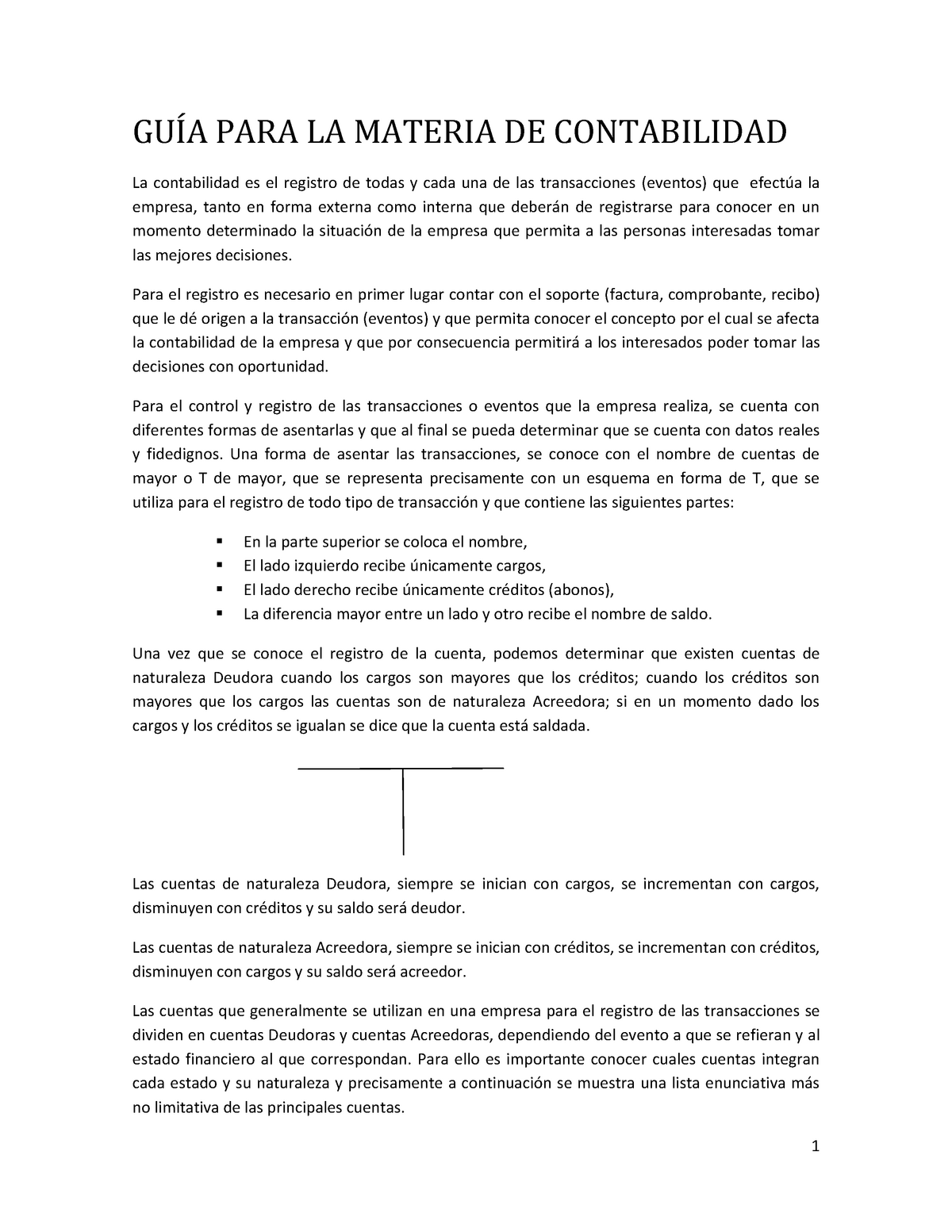 Guia Contabilidad - GUÍA PARA LA MATERIA DE CONTABILIDAD La ...