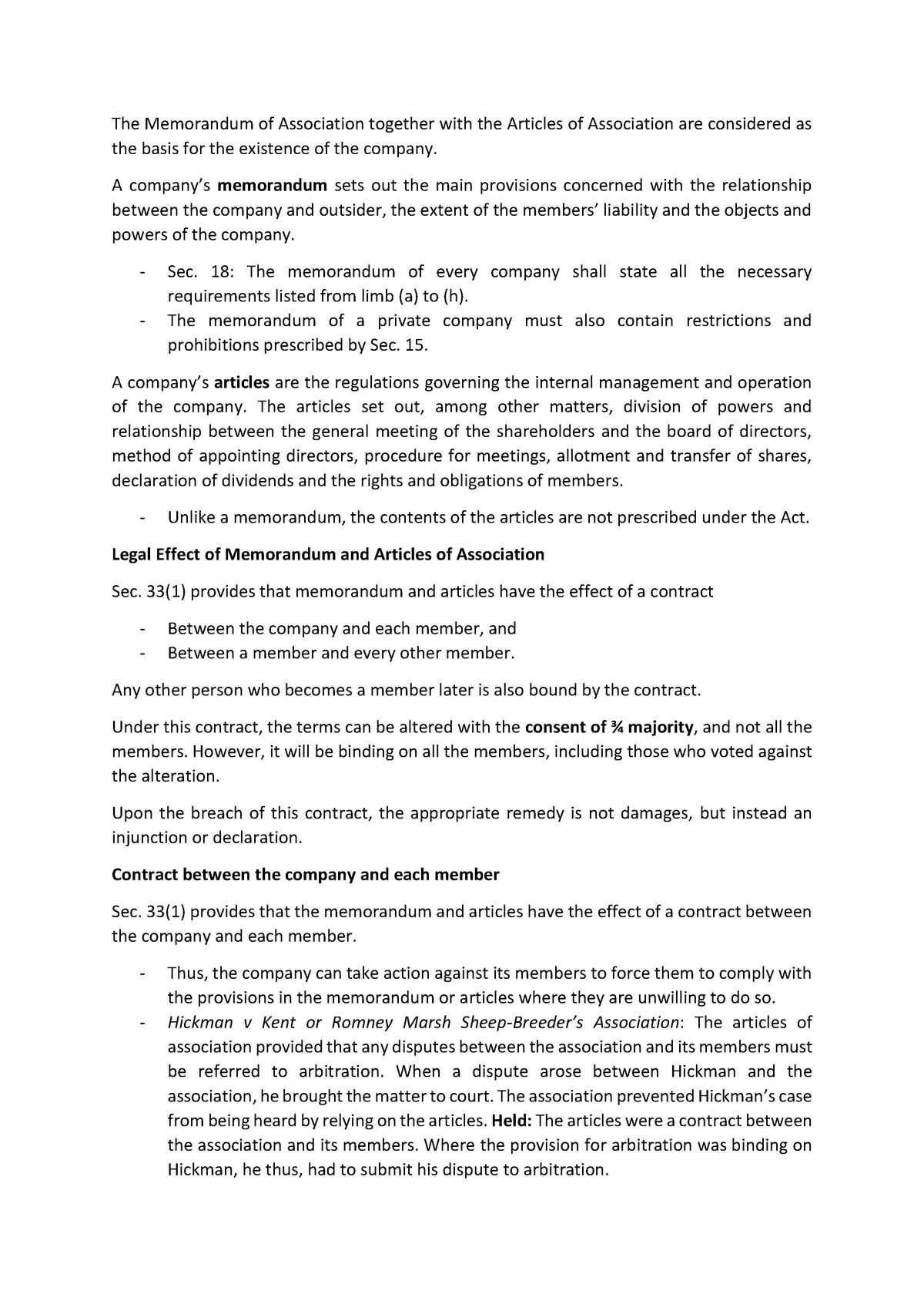 Constitution of a Company - The Memorandum of Association together with ...