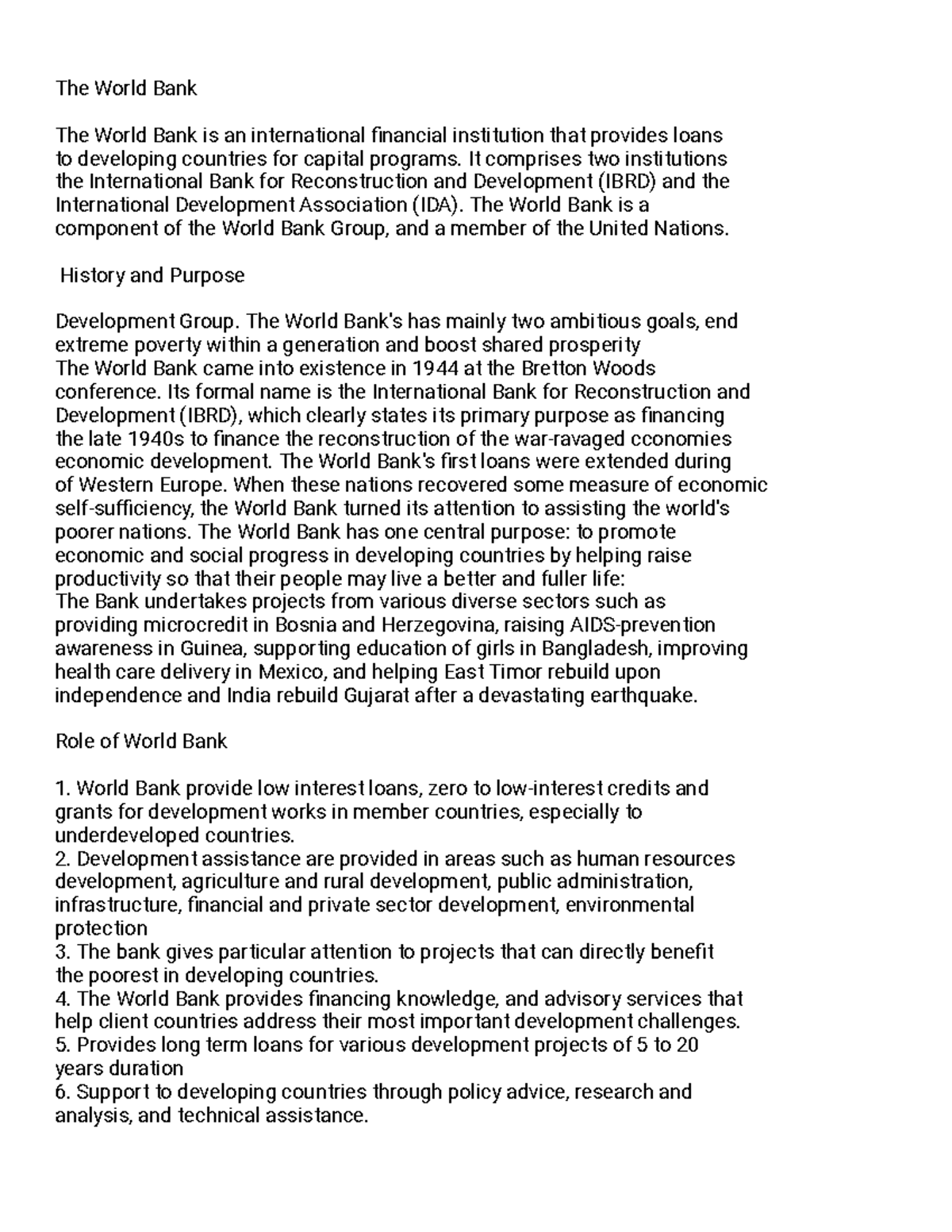 The world bank - Lecture notes 4th semester - International Business ...