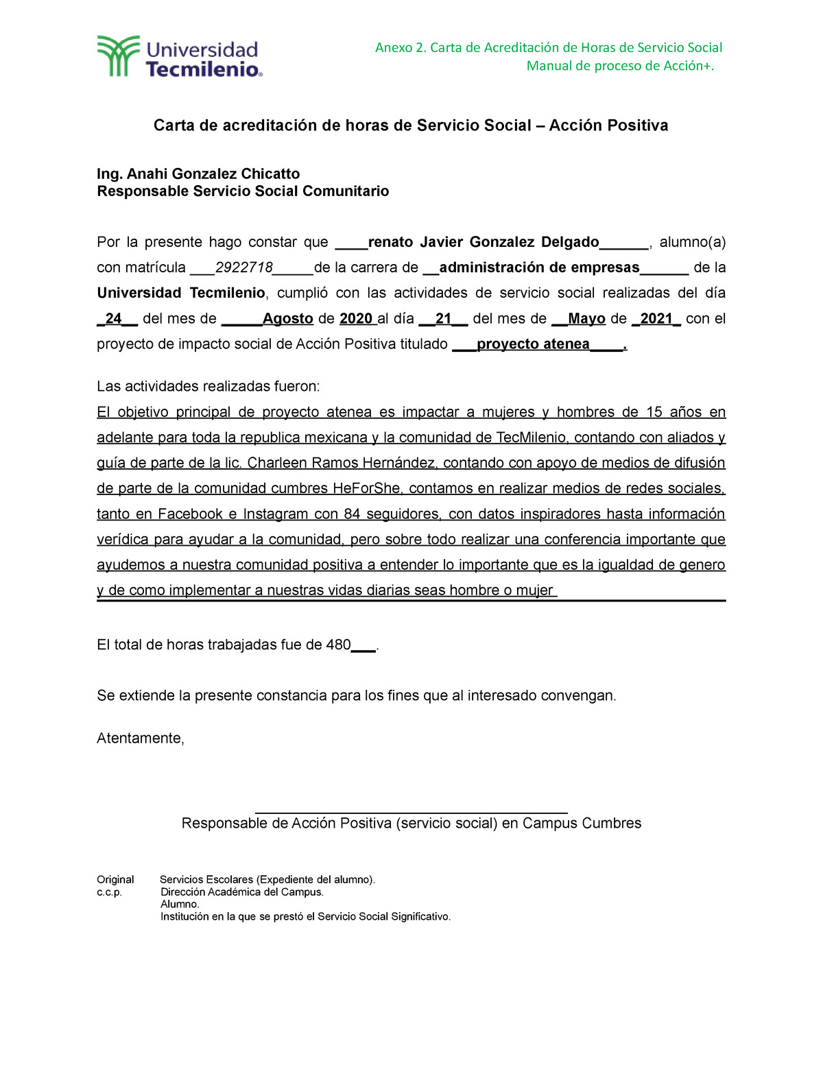 Anexo 2 Carta De Liberación De Servicio Social Anexo 2 Carta De Acreditación De Horas De 1895