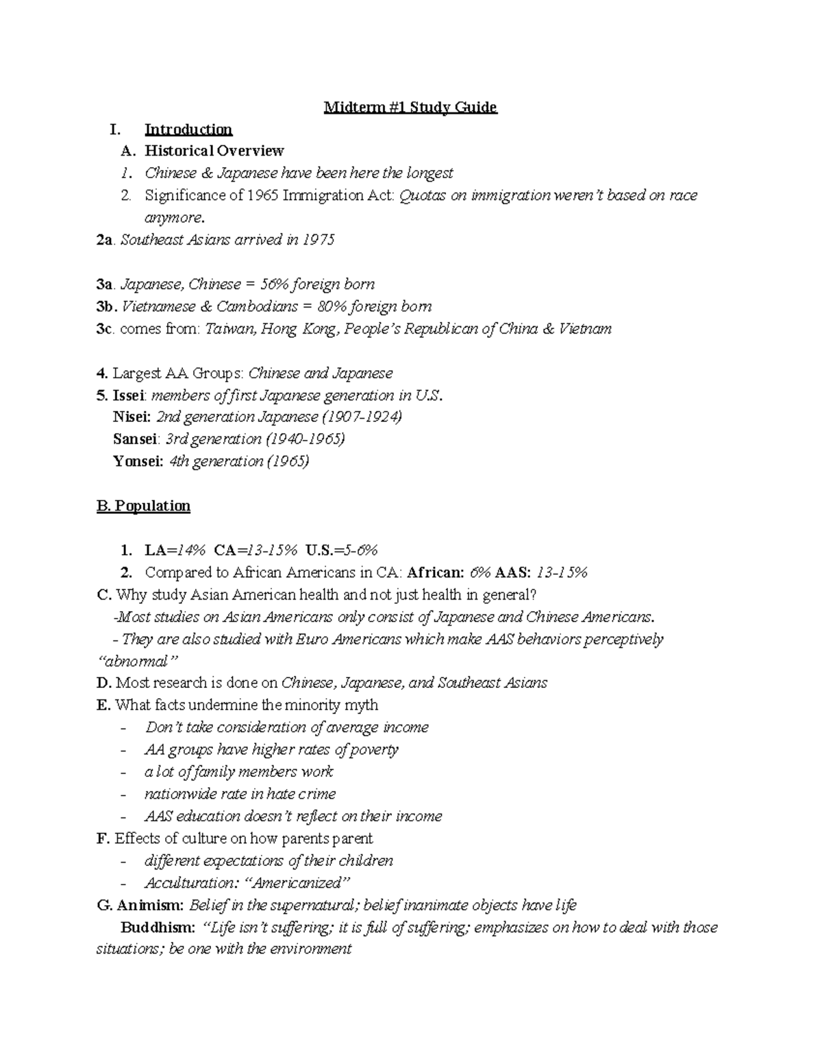 AAS 350 Midterm 1 study guide - Midterm #1 Study Guide I. Introduction ...