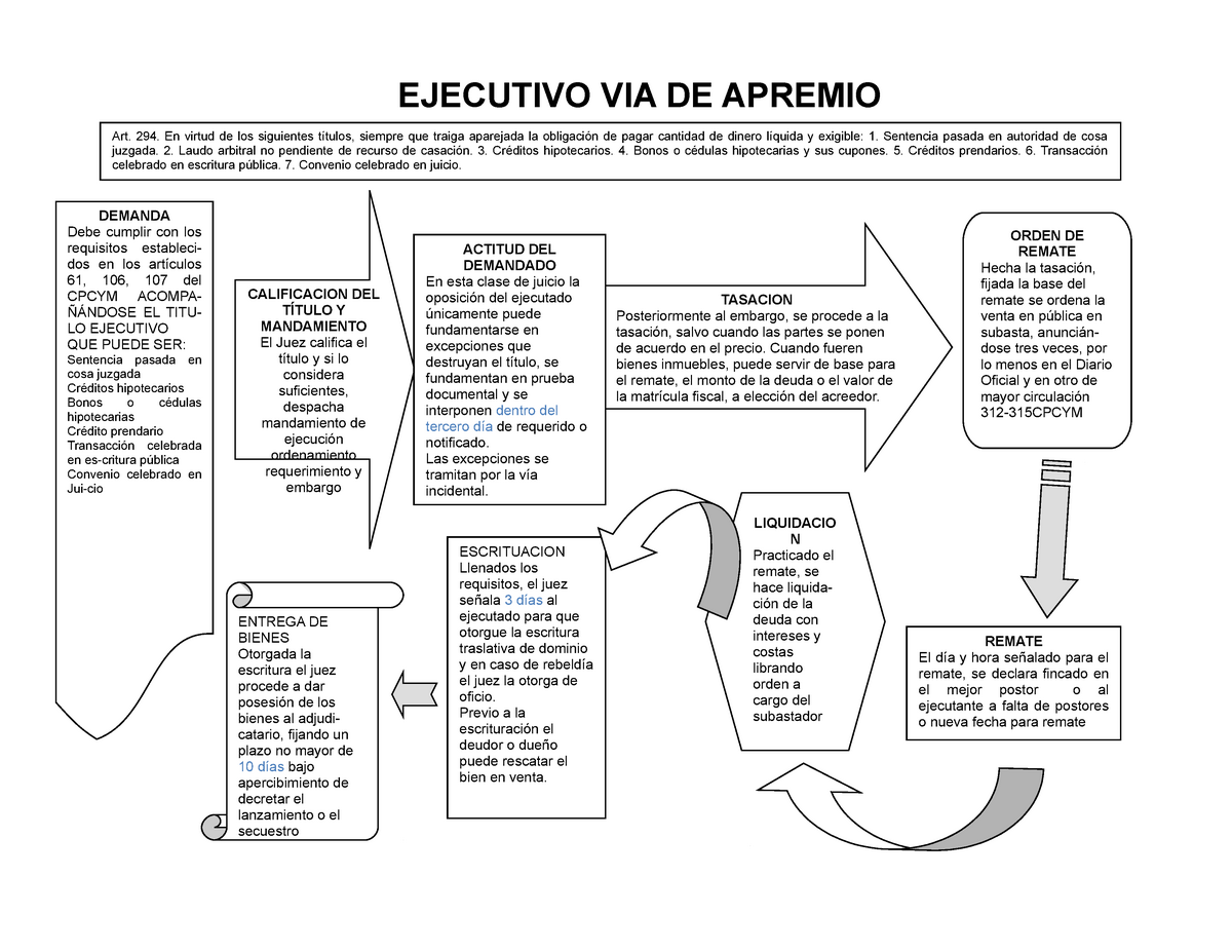 156295083 Esquema Juicio Ejecutivo En La Via De Apremio Ejecutivo Via