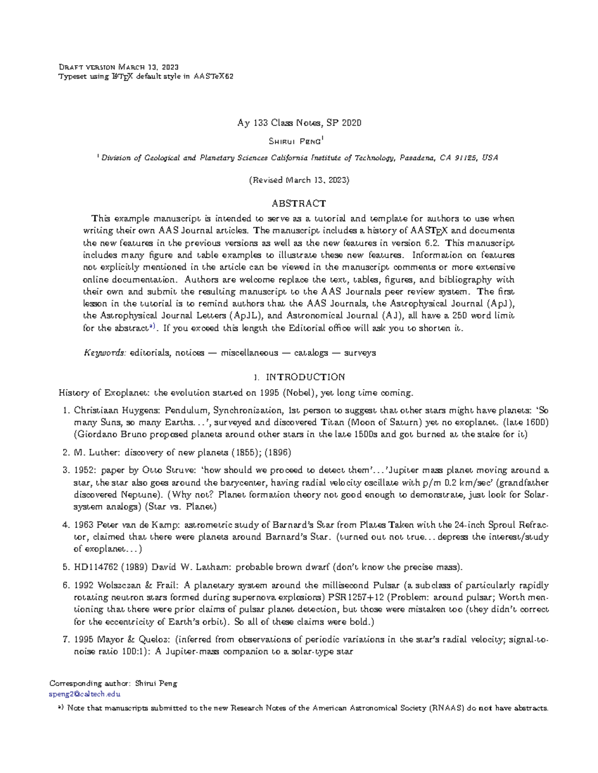 Ay 133 Notes - Draft version March 13, 2023 Typeset using LATEX default ...