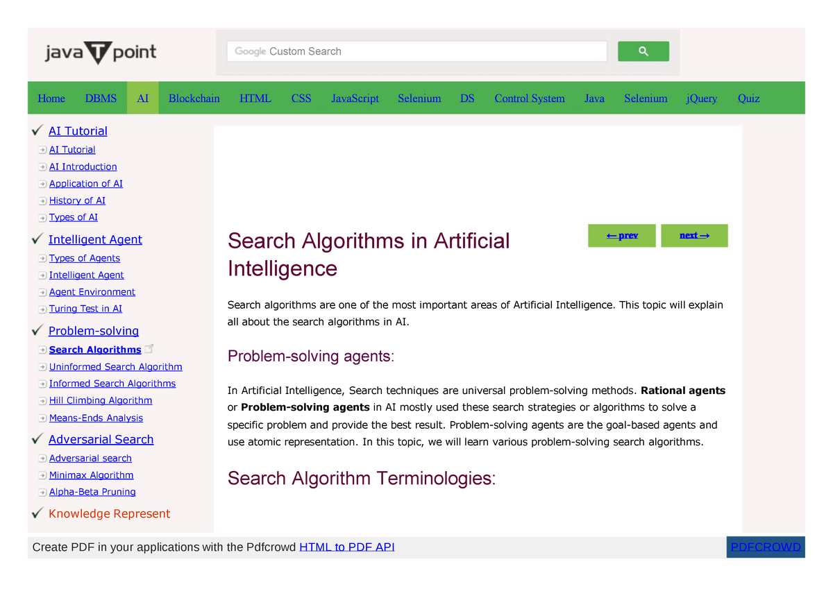 Search Algorithm - This Topic Will Explain ####### Problem-solving All ...