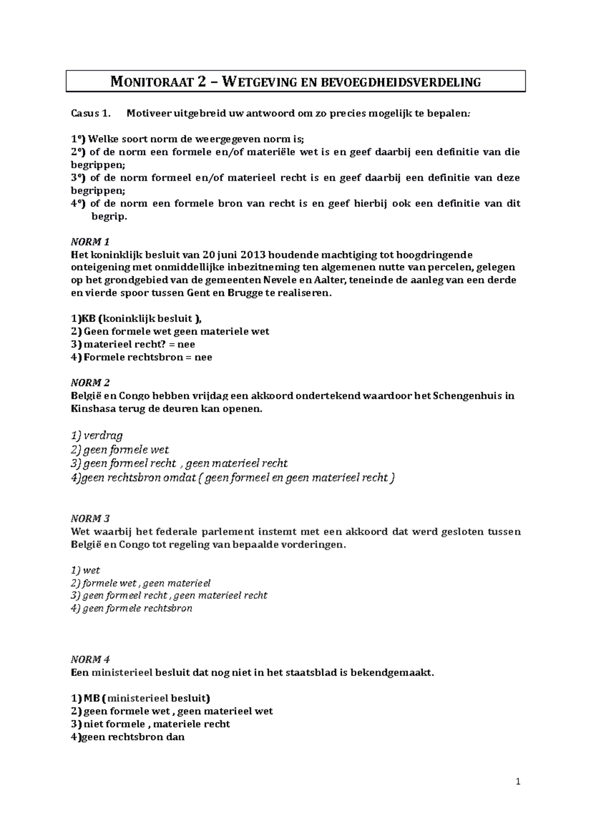 Monitoraat 2 23-24 - Wetgeving En Bevoegdheid Opgaves - MONITORAAT 2 ...