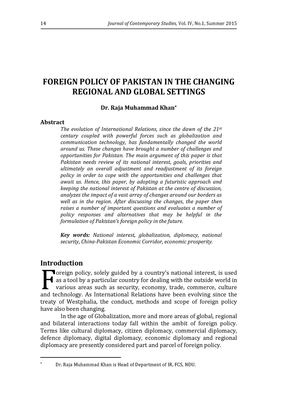 transitional-factors-in-the-foreign-policy-of-pakistan-punjab