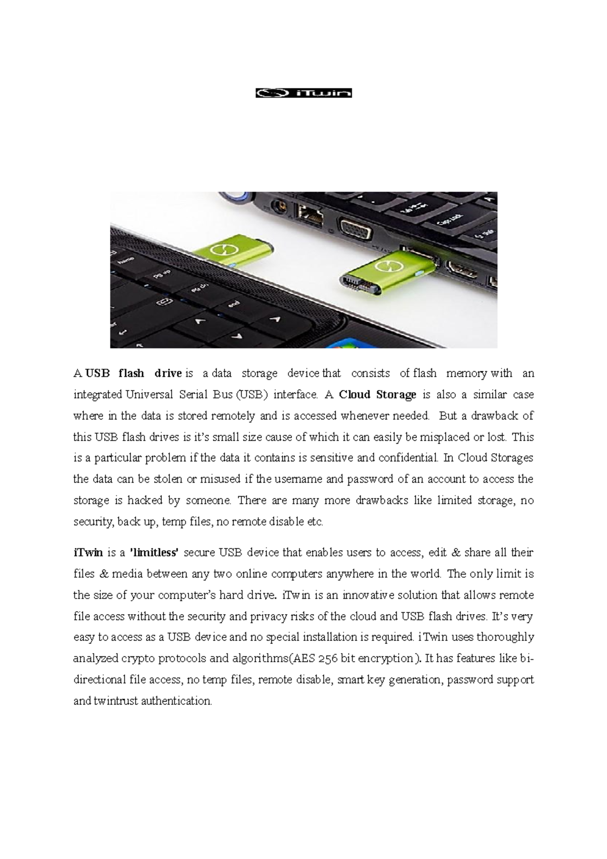 I Twin Limitless Pendrive Technology Seminar Reports - A USB flash ...