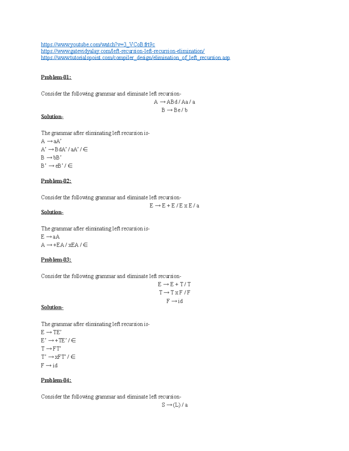 Left-Recursion Left-Factoring.docx Umadevi - Youtube/watch?v=3 ...