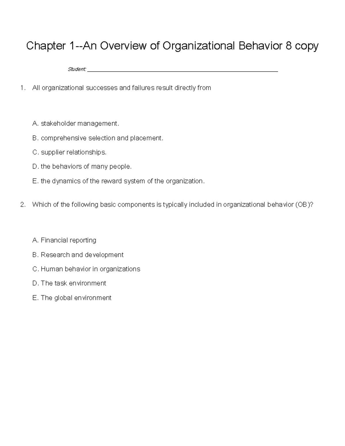 9781133586289 Test Bank Chapter-1-An-Overview-of-O - Chapter 1-An ...