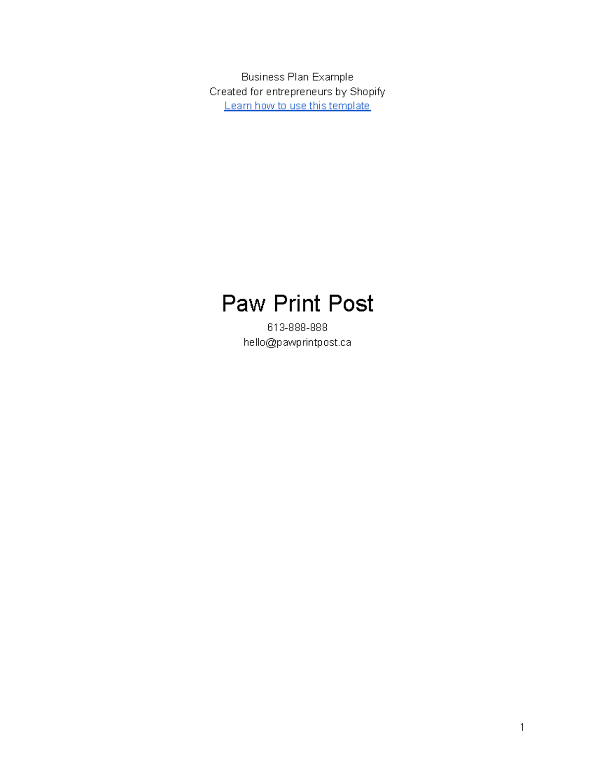 Copy of Business Plan Example—Shopify - Business Plan Example Created ...