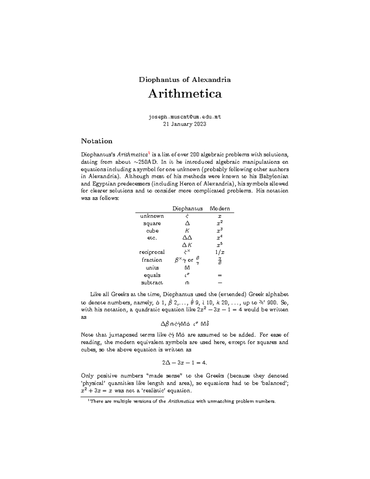 Diophantus - Chu - Diophantus of Alexandria Arithmetica joseph@um.edu ...