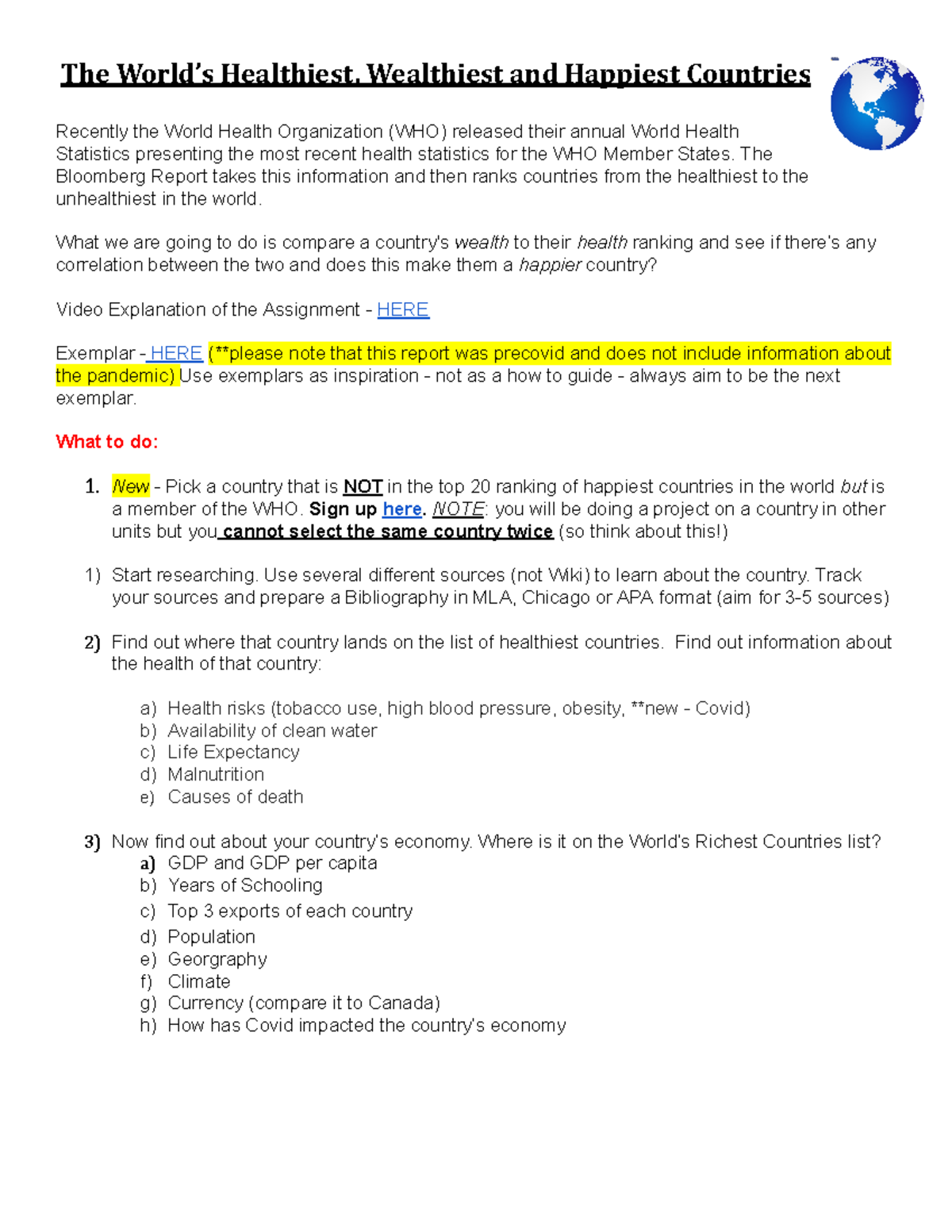 8.0E World s Healthiest, Wealthiest and Happiest Countries The World