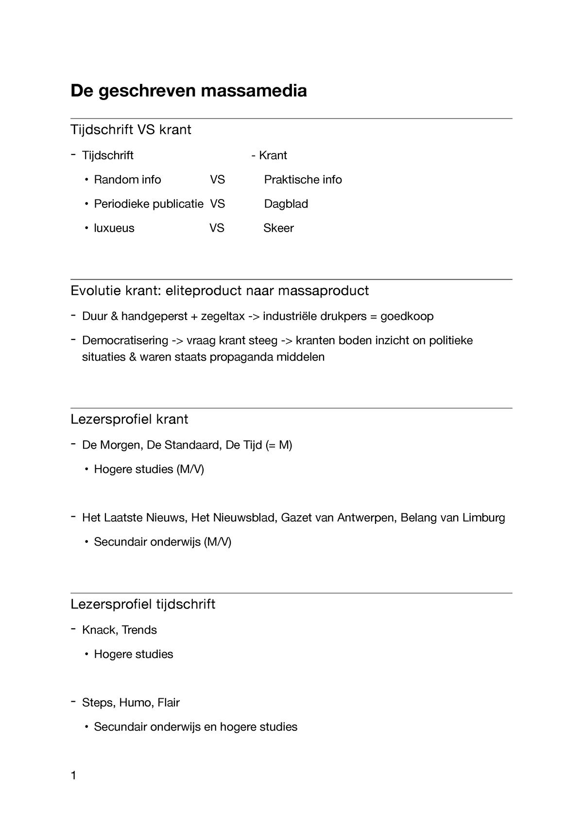 Cultuurwetenschappen De Geschreven Massamedia Tijdschrift Vs Krant Tijdschrift Krant