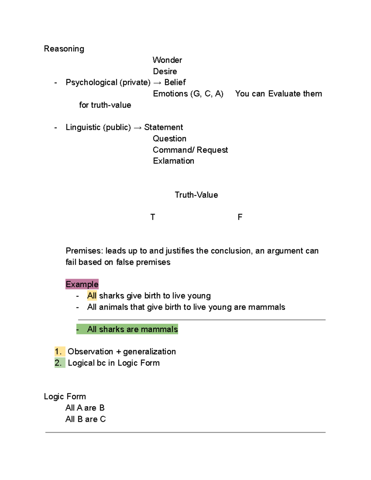 Formal Logic - These are the notes taken during class, notes had made ...