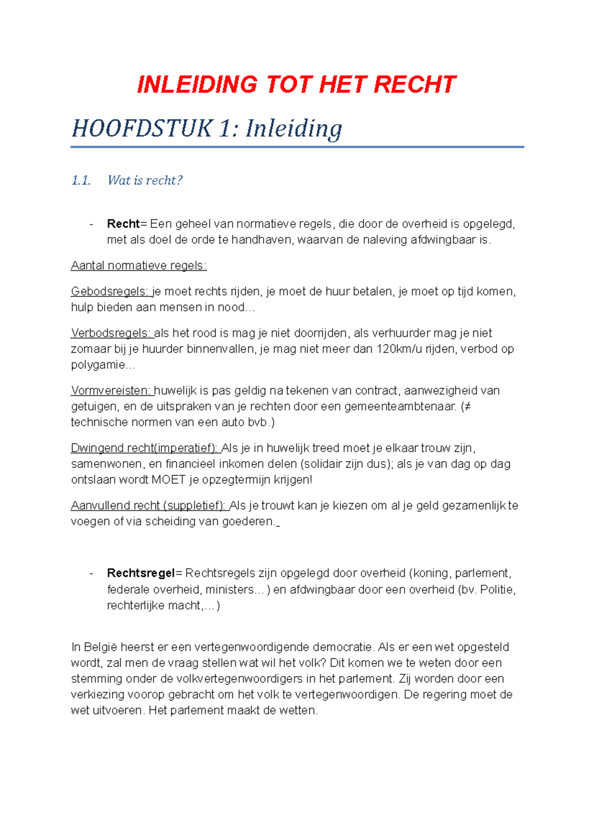 Samenvatting - Compleet - Lessen Inleiding Tot Het Recht - INLEIDING ...