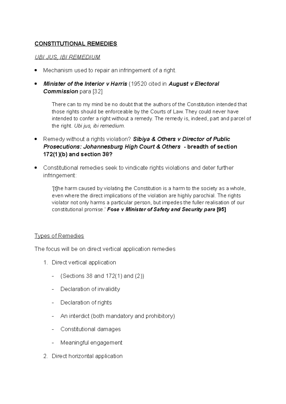 Con L - Week 3 - Excluding cases - CONSTITUTIONAL REMEDIES UBI JUS, IBI ...