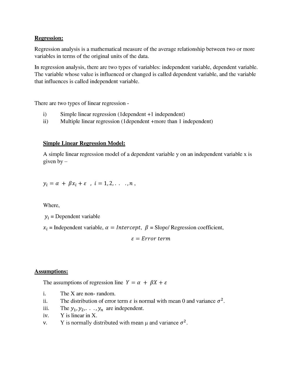 Regression - dld - Regression: Regression analysis is a mathematical ...