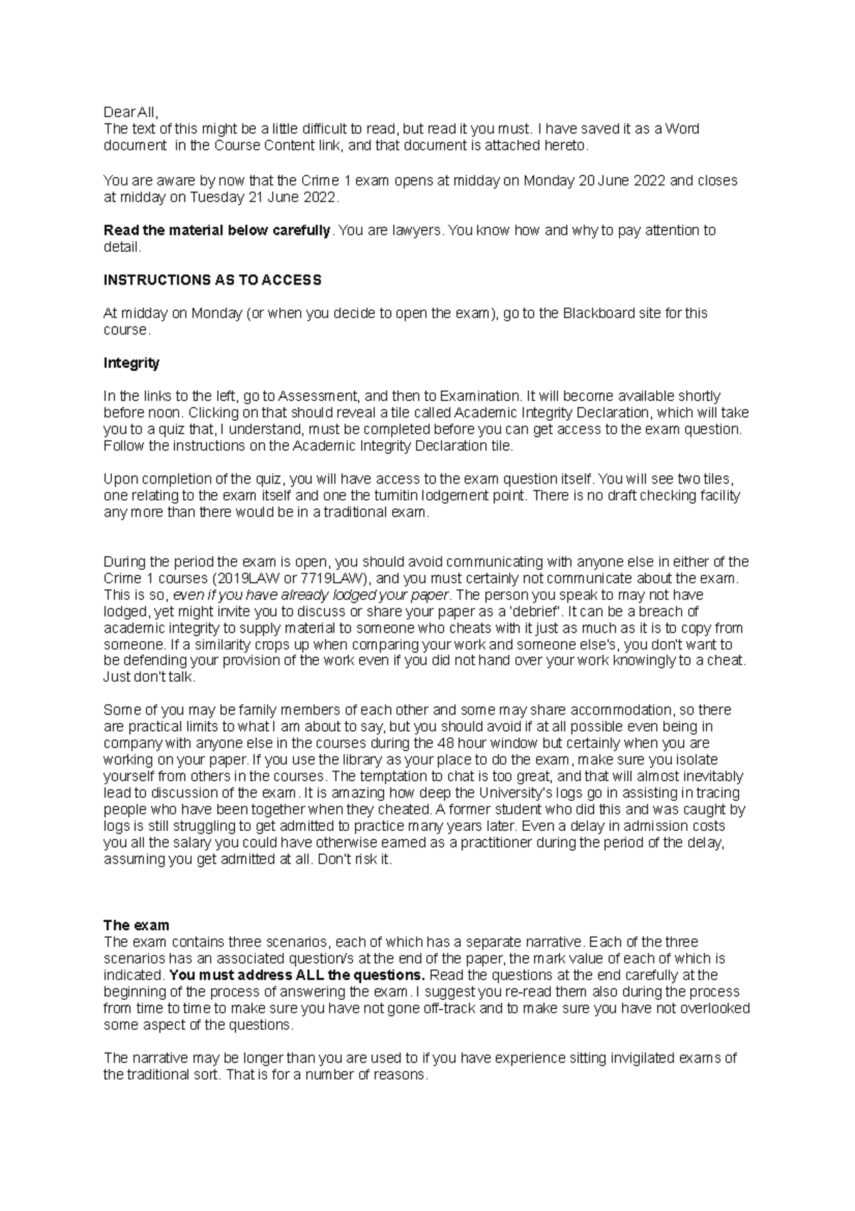 Exam explanation 2022 Helps for assessments 2021LAW Griffith