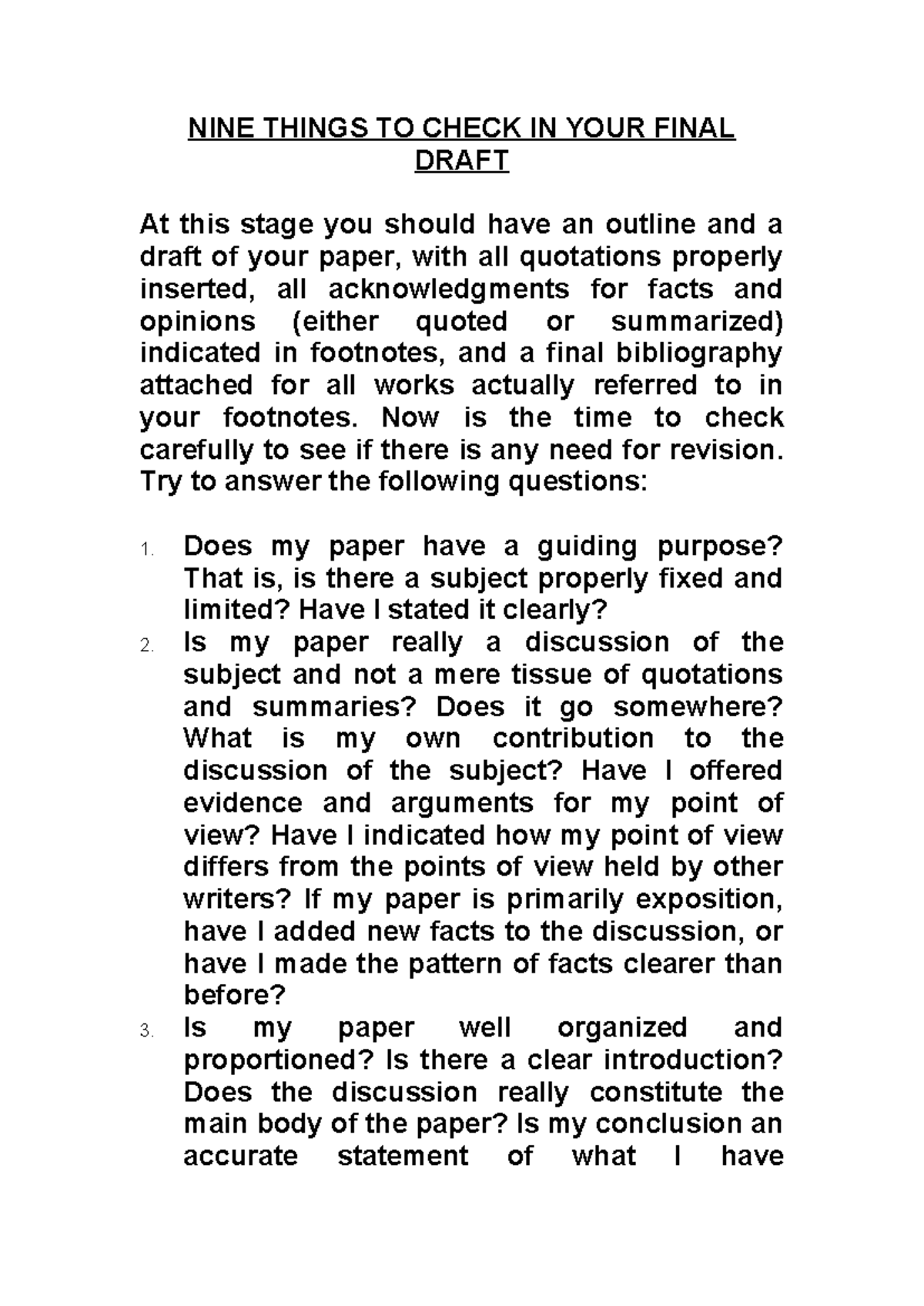 Dissertation - NINE Things TO Check IN YOUR Final Draft - NINE THINGS ...